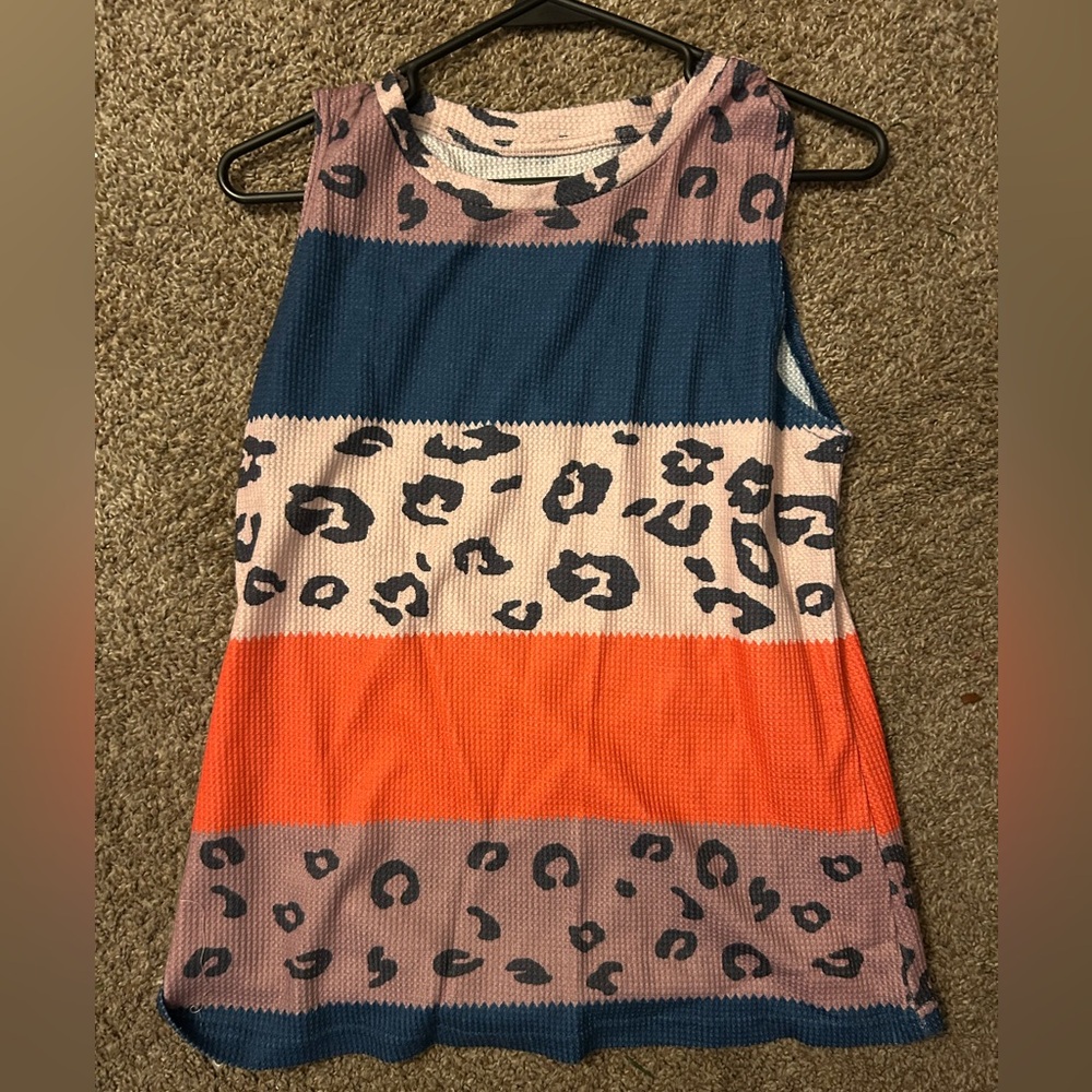 Colorful Striped Leopard Print Women's Top